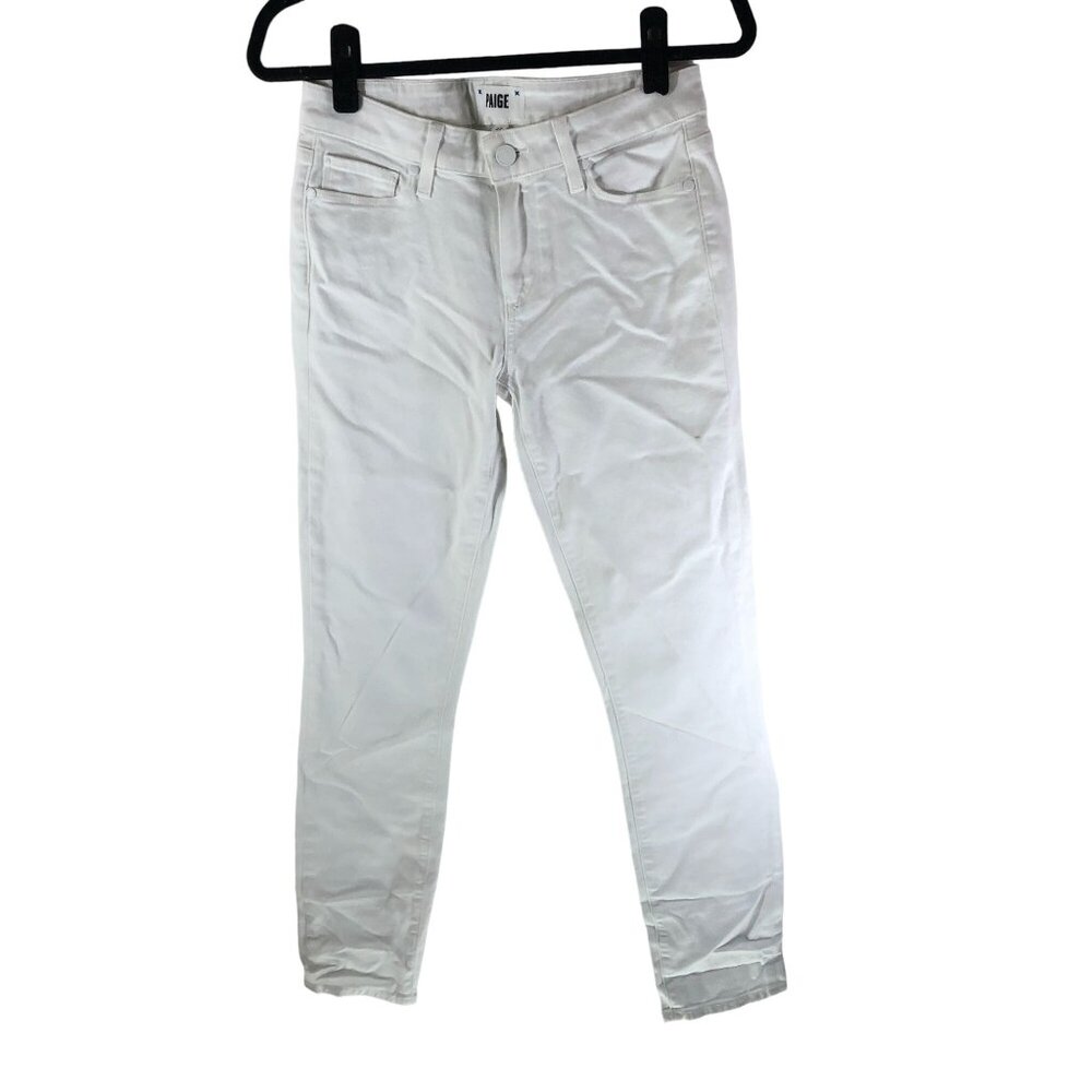 Paige Womens Skyline Ankle Peg Jeans Crisp White Denim Size 27